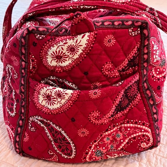 Vera Bradley Mesa Red Paisley Quilted Duffle Bag - Picture 3 of 5